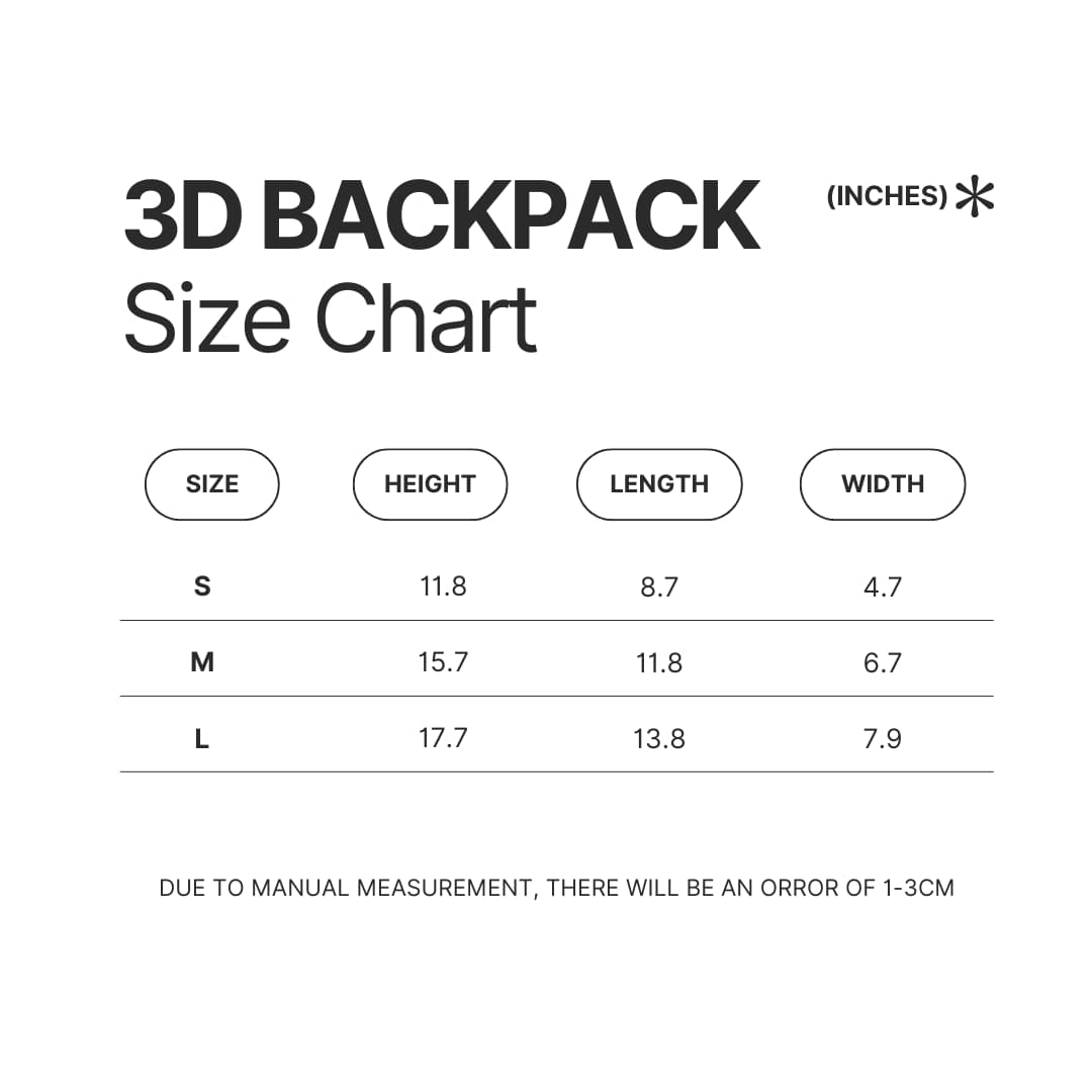 3D Backpack Size Chart - Foo Fighters Shop