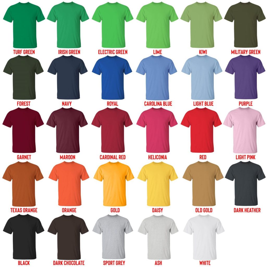 t shirt color chart 1 - Foo Fighters Shop