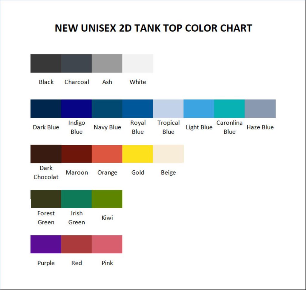 tank top color chart 1 - Foo Fighters Shop