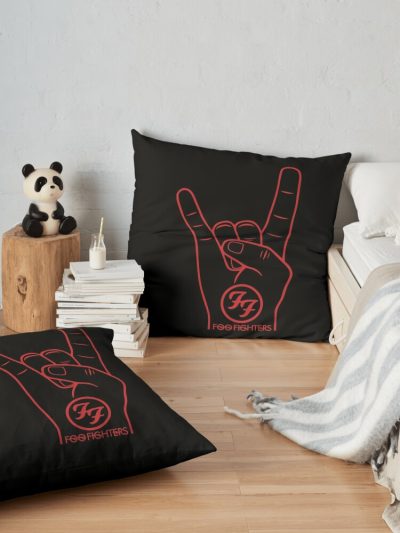 The Metal Horn Hand Throw Pillow Official Foo Fighters Merch