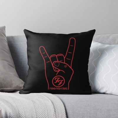 The Metal Horn Hand Throw Pillow Official Foo Fighters Merch